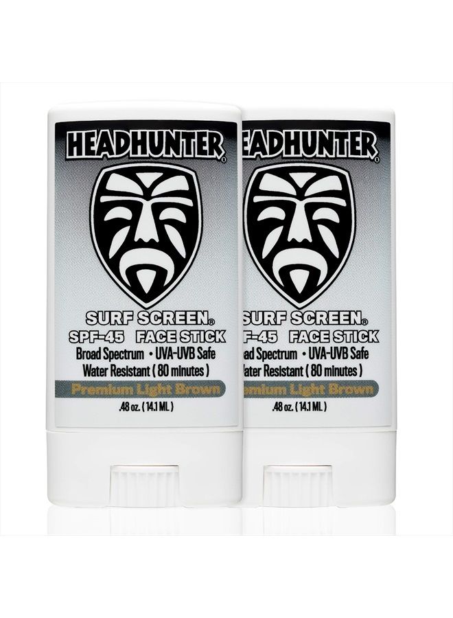 Headhunter Sunscreen Face Stick SPF 45, Waterproof Surf Sunblock for Waterman, Water-Resistant Facial Sunscreen for Ultra-Sport Protection and Solar Defense (80 min), Tinted Light Brown (2 pack) - Image 1