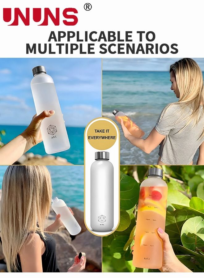 UNUNS 1L Water Bottle With Time Marker - Motivational Water Jug With Times To Drink - BPA Free Frosted Plastic - Home, Office, Gym, Sports, Outdoors - Image 5