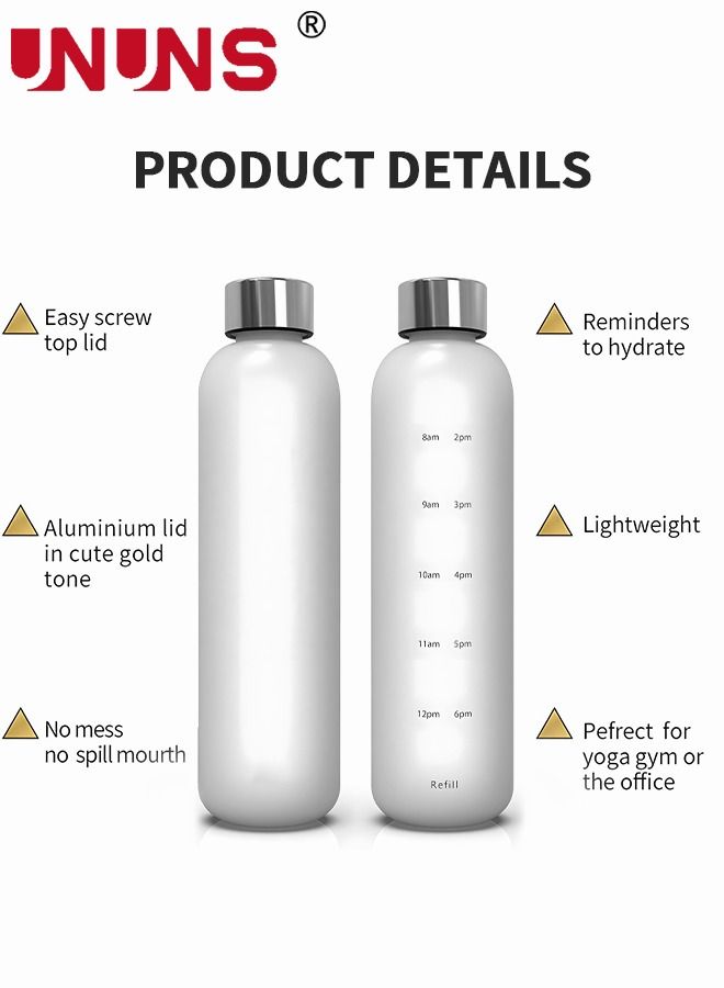UNUNS 1L Water Bottle With Time Marker - Motivational Water Jug With Times To Drink - BPA Free Frosted Plastic - Home, Office, Gym, Sports, Outdoors - Image 3