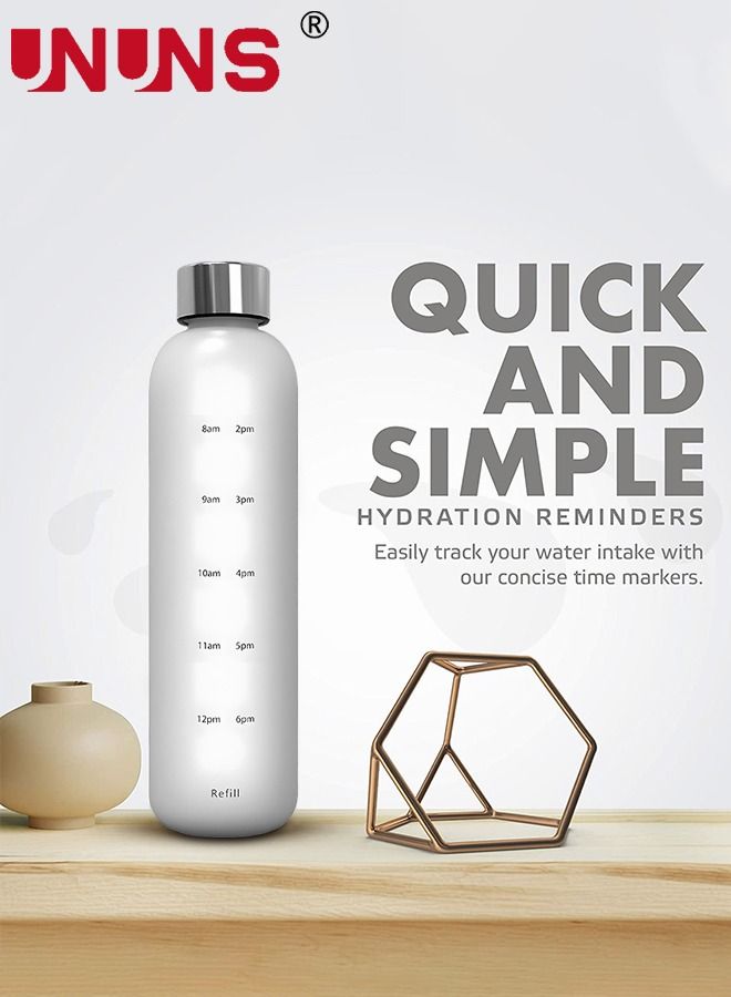 UNUNS 1L Water Bottle With Time Marker - Motivational Water Jug With Times To Drink - BPA Free Frosted Plastic - Home, Office, Gym, Sports, Outdoors - Image 4