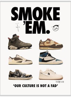 Hypebeast Sneaker Poster Unframed Michael Jordan & Travis Scott Poster - Hypebeast Room Decor Shoes for Boys Guys Men Room - Wall Art Décor Aesthetic Cool Poster Shoes Painting 12x16 inch