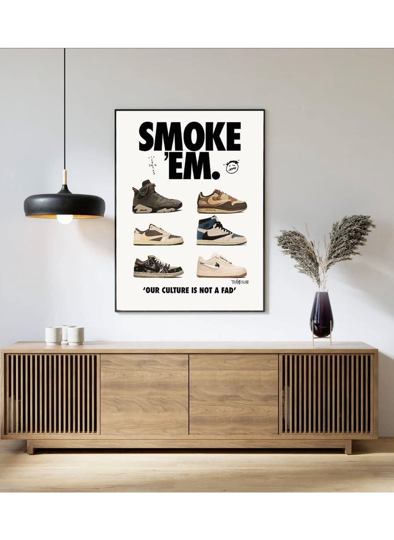 Today Idea - Hypebeast Sneaker Poster Unframed Michael Jordan & Travis Scott Poster - Hypebeast Room Decor Shoes for Boys Guys Men Room - Wall Art Décor Aesthetic Cool Poster Shoes Painting 12x16 inch - Image 1