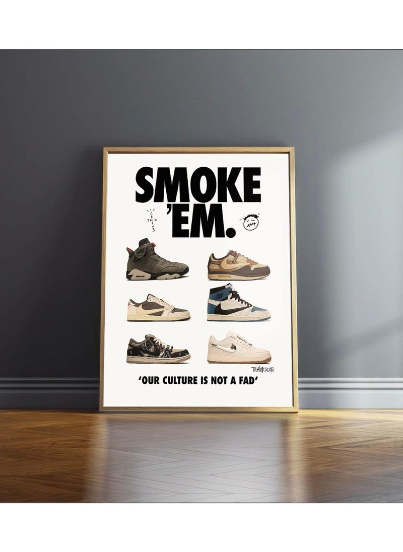 Today Idea - Hypebeast Sneaker Poster Unframed Michael Jordan & Travis Scott Poster - Hypebeast Room Decor Shoes for Boys Guys Men Room - Wall Art Décor Aesthetic Cool Poster Shoes Painting 12x16 inch - Image 1