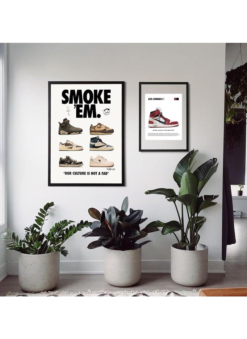 Today Idea - Hypebeast Sneaker Poster Unframed Michael Jordan & Travis Scott Poster - Hypebeast Room Decor Shoes for Boys Guys Men Room - Wall Art Décor Aesthetic Cool Poster Shoes Painting 12x16 inch - Image 1