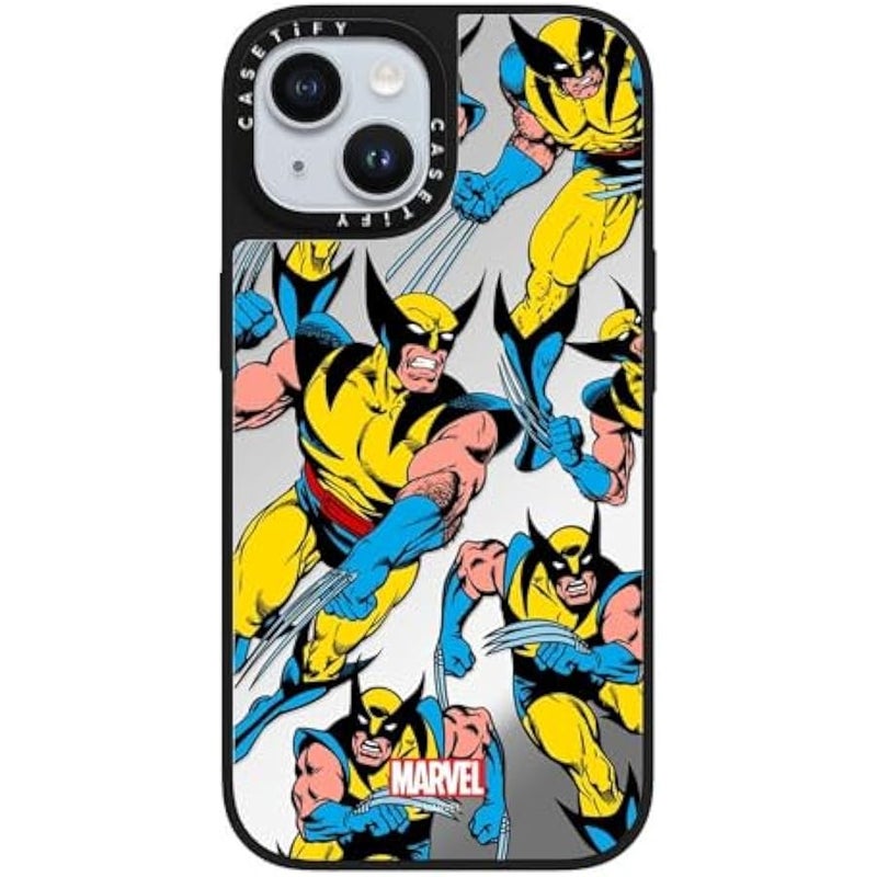 Casetify Mirror iPhone 15 Case 【Deadpool & Wolverine Co-Lab / 4.9ft Drop Protection/Magsafe】 - Wolverine Pattern Case - Silver on Black - Image 4