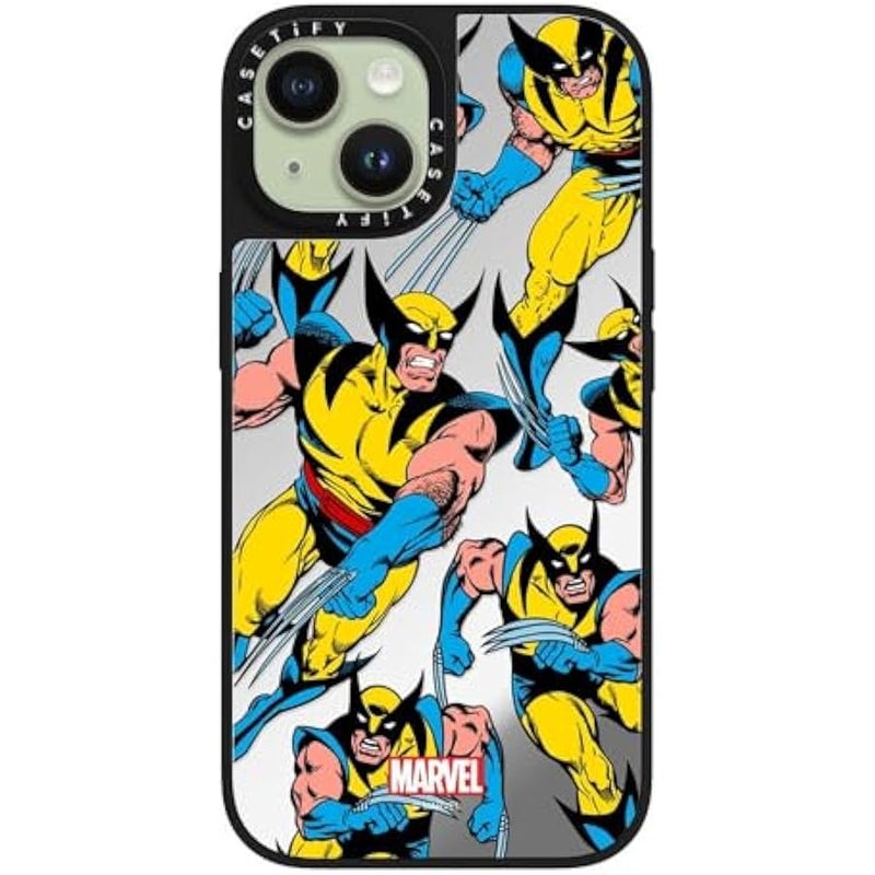 Casetify Mirror iPhone 15 Case 【Deadpool & Wolverine Co-Lab / 4.9ft Drop Protection/Magsafe】 - Wolverine Pattern Case - Silver on Black - Image 3