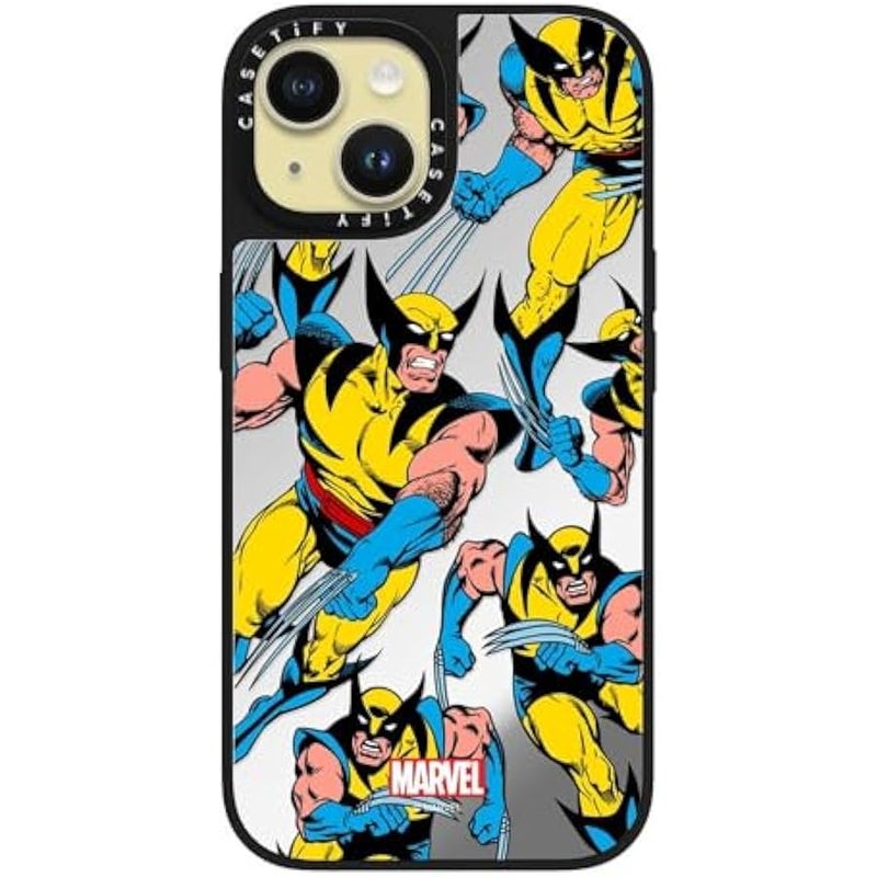 Casetify Mirror iPhone 15 Case 【Deadpool & Wolverine Co-Lab / 4.9ft Drop Protection/Magsafe】 - Wolverine Pattern Case - Silver on Black - Image 2