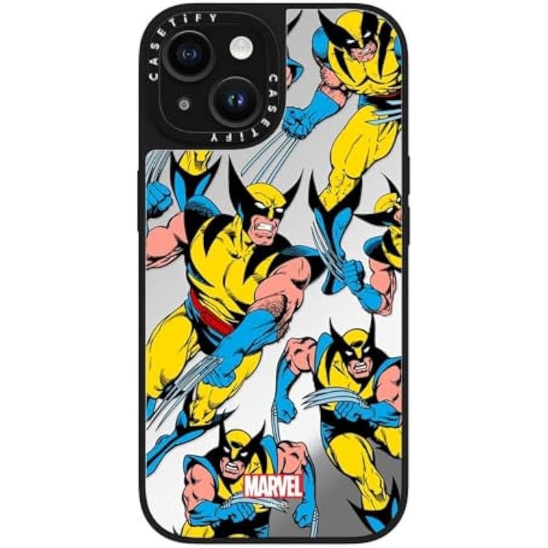 Casetify Mirror iPhone 15 Case 【Deadpool & Wolverine Co-Lab / 4.9ft Drop Protection/Magsafe】 - Wolverine Pattern Case - Silver on Black - Image 5
