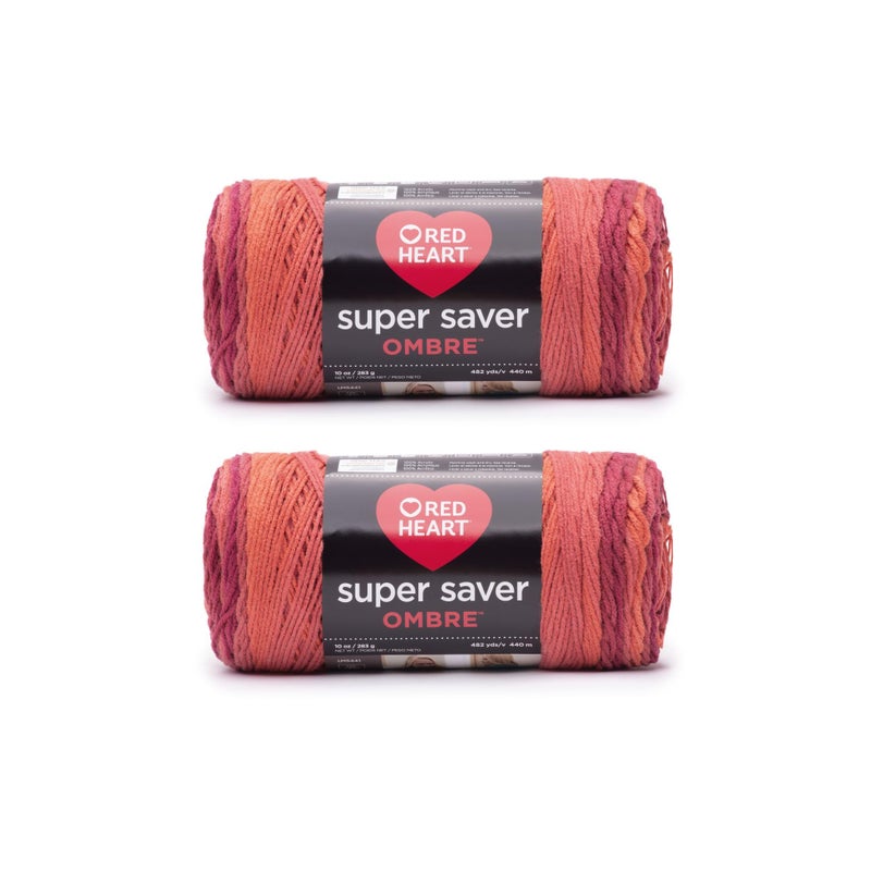 Red Heart Super Saver Ombre Hot Sauce Yarn  2 Pack of 10oz283g  Acrylic  4 Medium Worsted  482 Yards  KnittingCrochet 425 x 105 x 425