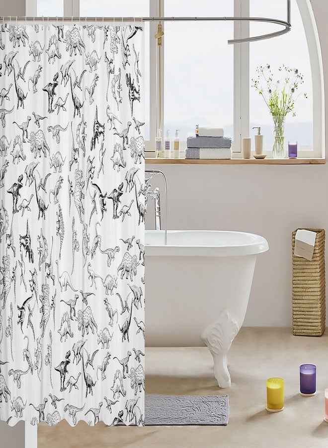 Feelyou Dinosaur Bath Curtain 72"x72" 3D Digital Print Shower Curtain for Kids Boys Girls Decor Jungle Dino Bathroom Shower Curtain Set Wild Animal Black and White Kids Bathroom Accessories - Image 3
