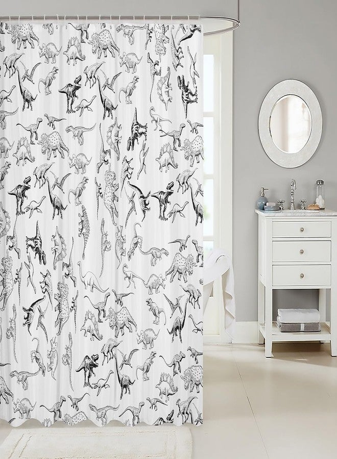 Feelyou Dinosaur Bath Curtain 72"x72" 3D Digital Print Shower Curtain for Kids Boys Girls Decor Jungle Dino Bathroom Shower Curtain Set Wild Animal Black and White Kids Bathroom Accessories - Image 2