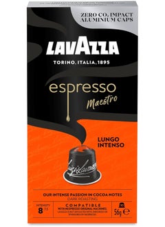 Lavazza Lungo Intenso, Intense Espresso Experience with Notes of Caramel and Chocolate, 10 Capsules, Nespresso Compatible