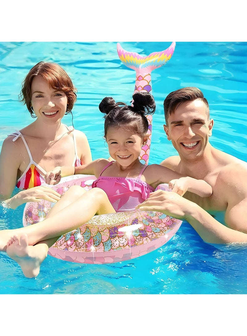 CMGTYYD Pool Floats Inflatable Swimming Rings Mermaid Tail Tubes Glitters Water Party Summer Beach for Kids and Adults - Image 4