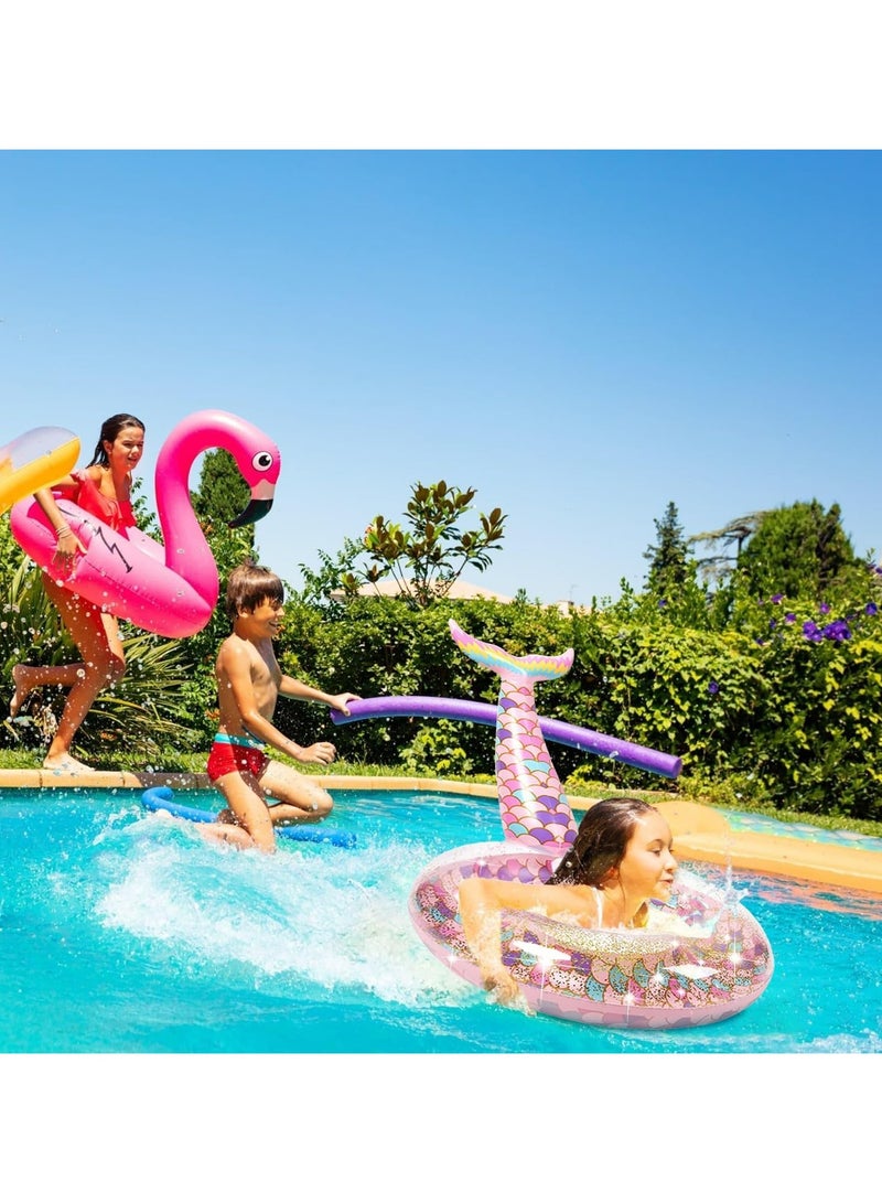 CMGTYYD Pool Floats Inflatable Swimming Rings Mermaid Tail Tubes Glitters Water Party Summer Beach for Kids and Adults - Image 5