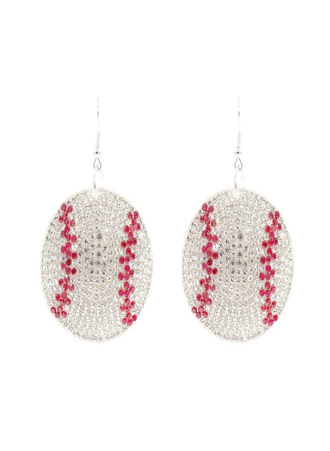 NTLX Sports Earrings for Women - Football, Baseball, Basketball, Soccer, Volleyball, Softball – Cute Designs with Sparkling Rhinestones – Sports Team Fan Jewelry - Gift Box Included (Baseball) - Image 1