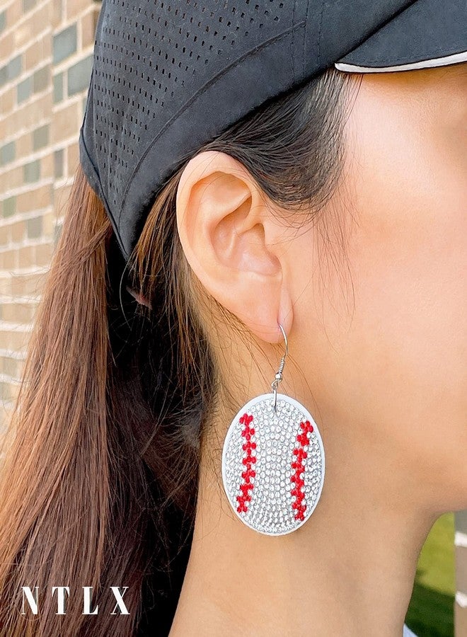 NTLX Sports Earrings for Women - Football, Baseball, Basketball, Soccer, Volleyball, Softball – Cute Designs with Sparkling Rhinestones – Sports Team Fan Jewelry - Gift Box Included (Baseball) - Image 4
