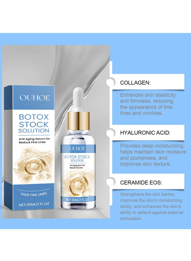 أوهو مصل الوجه بالبوتوكس ، مصل الوجه بوتوكس ستوك سولوشن ، البوتوكس في زجاجة مع فيتامين C و E ، مكافحة الشيخوخة وشد الوجه الفوري ، تعزيز كولاجين الجلد ، تقليل التجاعيد والجلد الممتلئ 30 مل - Image 3