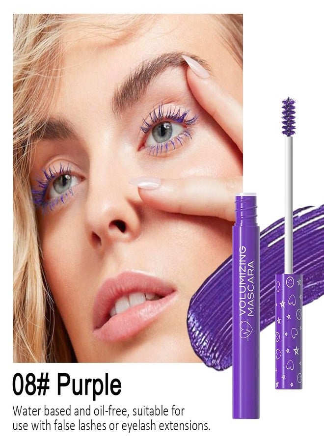BINGBRUSH Colored Waterproof Mascara Set for Eyelashes - Long Lasting, Charming, Voluminous Eye Makeup for Women, Halloween (1Pcs 08#Purple, F) - Image 2