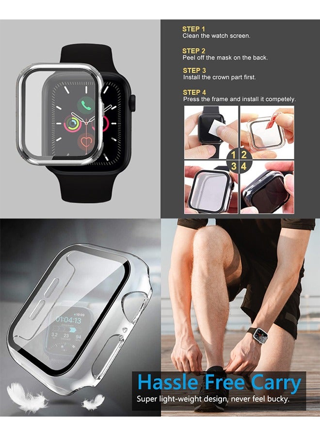 حافظة واقية مع واقي شاشة من الزجاج المقوى لساعة Apple Watch Series 4/5/6 مقاس 40 ملم شفاف - Image 5