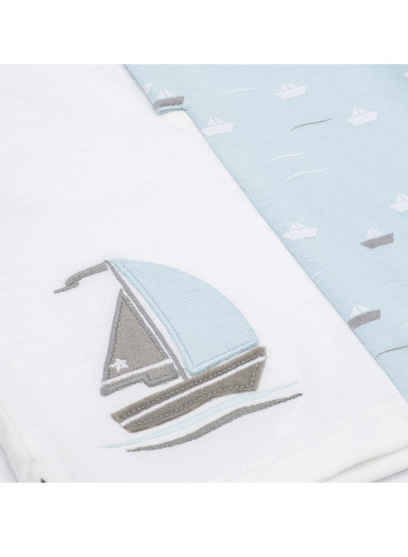 Moon قميص بولو وبنطلون طويل من MOON مصنوعان من القطن بنسبة 100%، مقاس 9-12 شهرًا، أزرق مخضر - Little Boat - Image 4