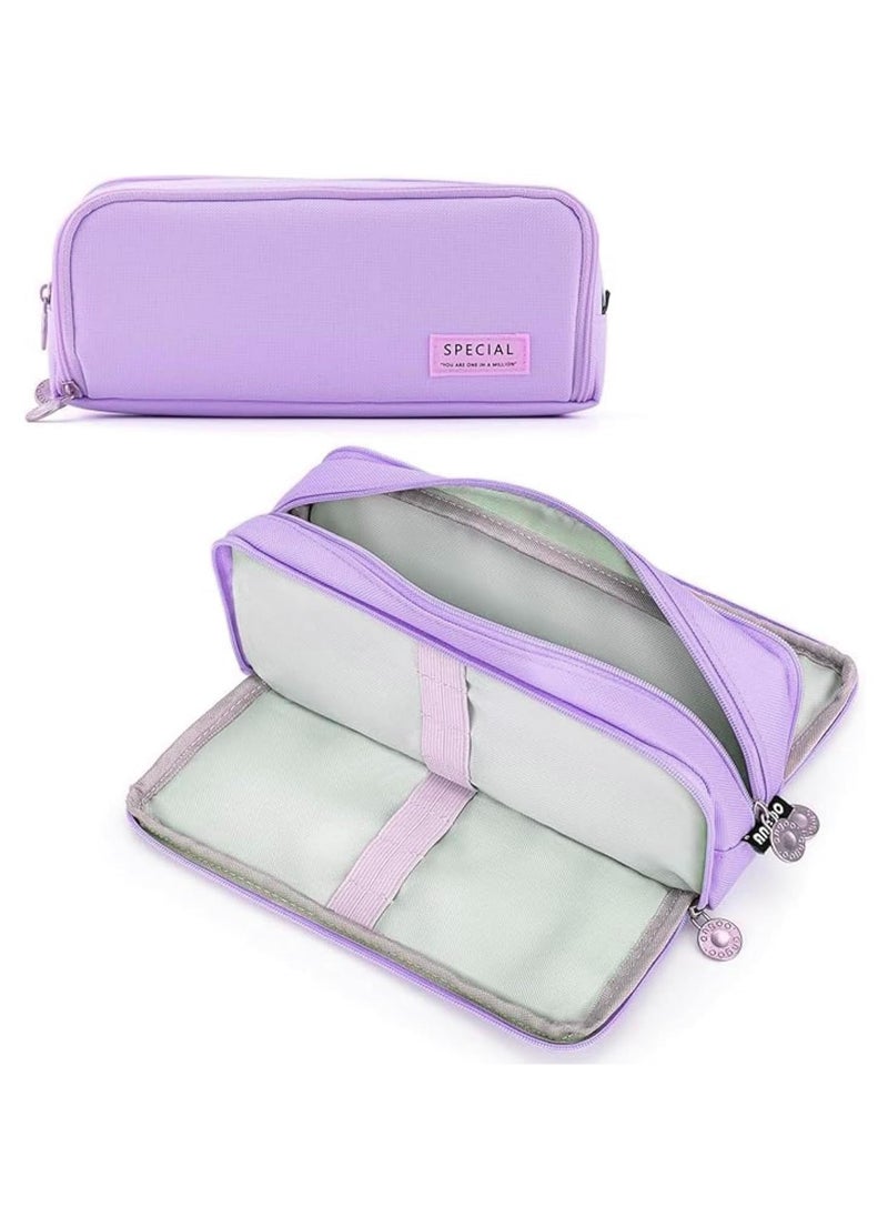 CMGTYYD Medium Capacity Colored Canvas Storage Pouch Marker Pen Pencil Case Simple Stationery Bag Holder For Middle High School Office College Student Girl Women Adult Teen Gift (Purple)  - Image 1