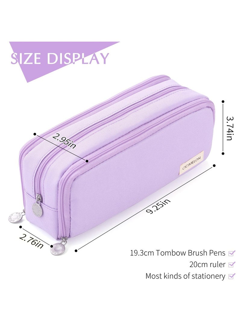 CMGTYYD Medium Capacity Colored Canvas Storage Pouch Marker Pen Pencil Case Simple Stationery Bag Holder For Middle High School Office College Student Girl Women Adult Teen Gift (Purple)  - Image 2