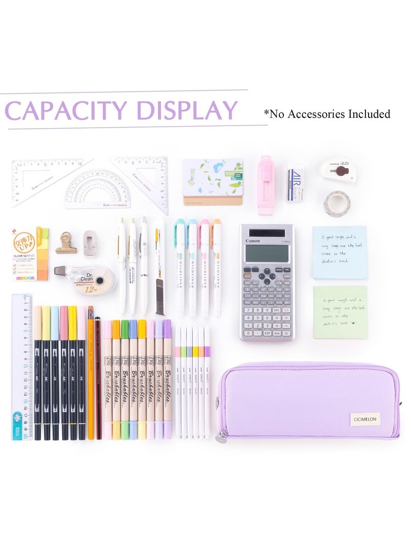 CMGTYYD Medium Capacity Colored Canvas Storage Pouch Marker Pen Pencil Case Simple Stationery Bag Holder For Middle High School Office College Student Girl Women Adult Teen Gift (Purple)  - Image 5