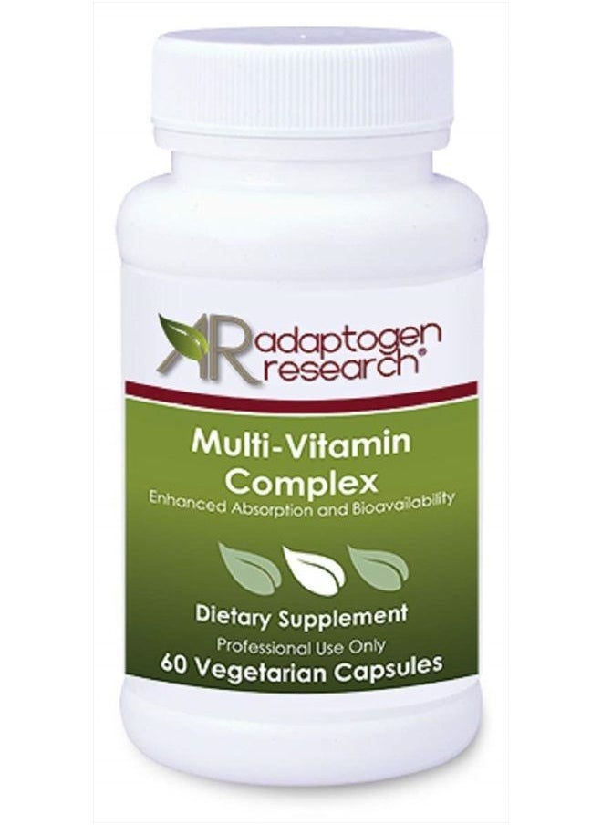 Adaptogen Research - Multi-Vitamin Complex | Once Daily Multivitamin Supplement with Folate as Metafolin L-5-MTHF B12 as Methylcobalamin Vitamin A C D3 and more| Enhanced Absorption & Bioavailability | 60 Vegetarian Caps - Image 1