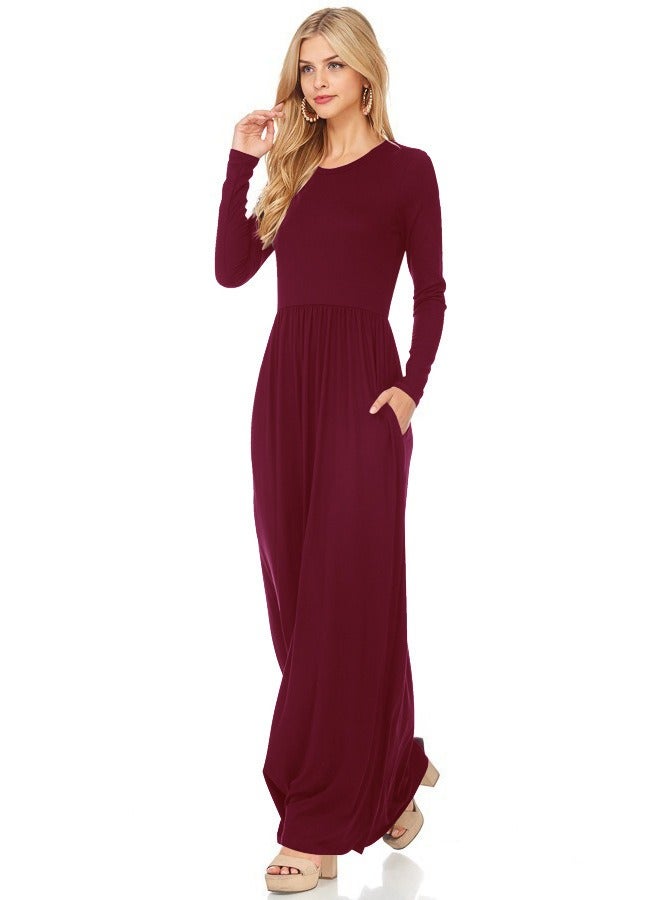 Nariele فستان كاجوال بأكمام طويلة وياقة دائرية جديدة