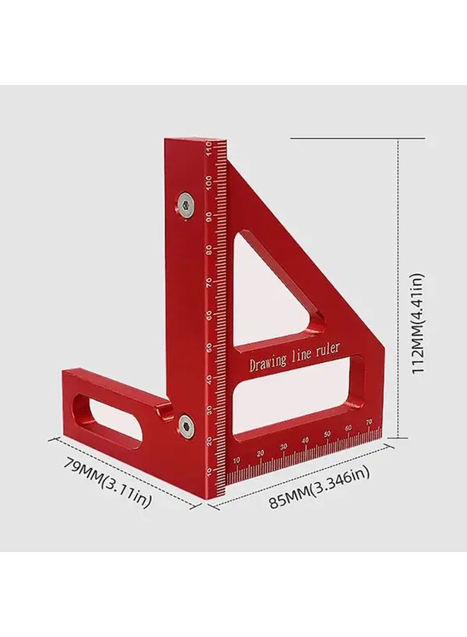 مسطرة زوايا معدنية حمراء مربعة أداة تحديد دقيقة شديدة التحمل للنجارة والهندسة والعمارة - Image 3