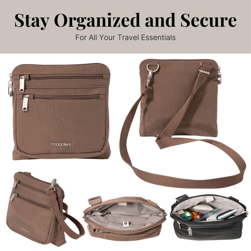 Baggallini Securtex Anti-Theft Crossbody 8.25"x8.25" Lightweight Travel Purse with RFID Card Slots Cut-Resistant Strap - Image 5