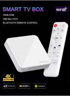 4K Ultra HD TV Box Android 14 with Dual WIFI6 Bluetooth Smart Set Top Box