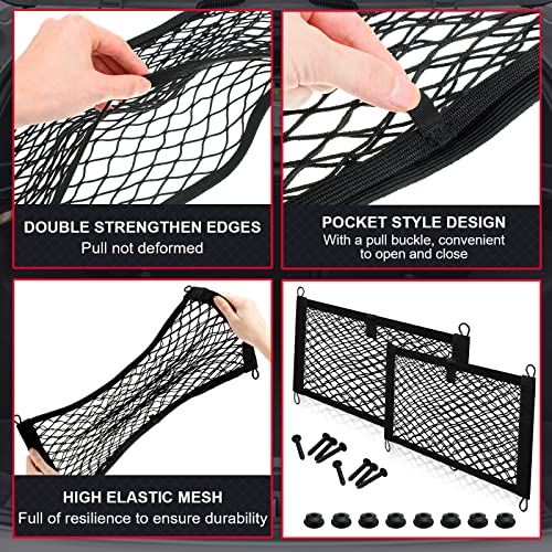 Tuanse 4 Pcs Stretchable Small Cargo Net Pocket Storage Mesh Elastic Automotive Cargo Nets with 16 Mounting Screws and Built in Hooks for Truck Car SUV Boats, 2 Sizes - Image 3