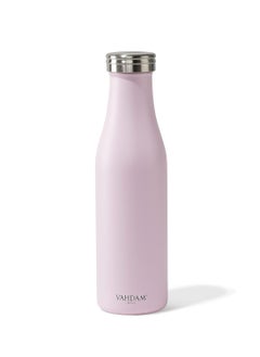 VAHDAM Stainless Steel Travel Bottle 500ml Pink Leak Proof Vacuum Insulated Double Wall for Hot and Cold Drinks  - Image 1