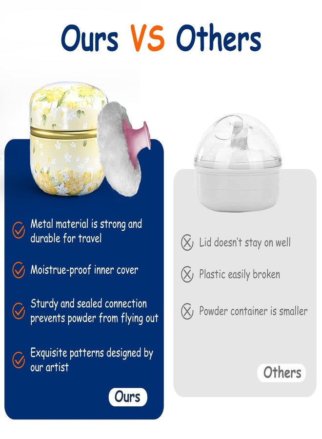 Qopoto Body Powder Puff and Container for Dusting Powder, Women Powder Puff and Powder Case for Bath and Travel (Light Yellow) - Image 4
