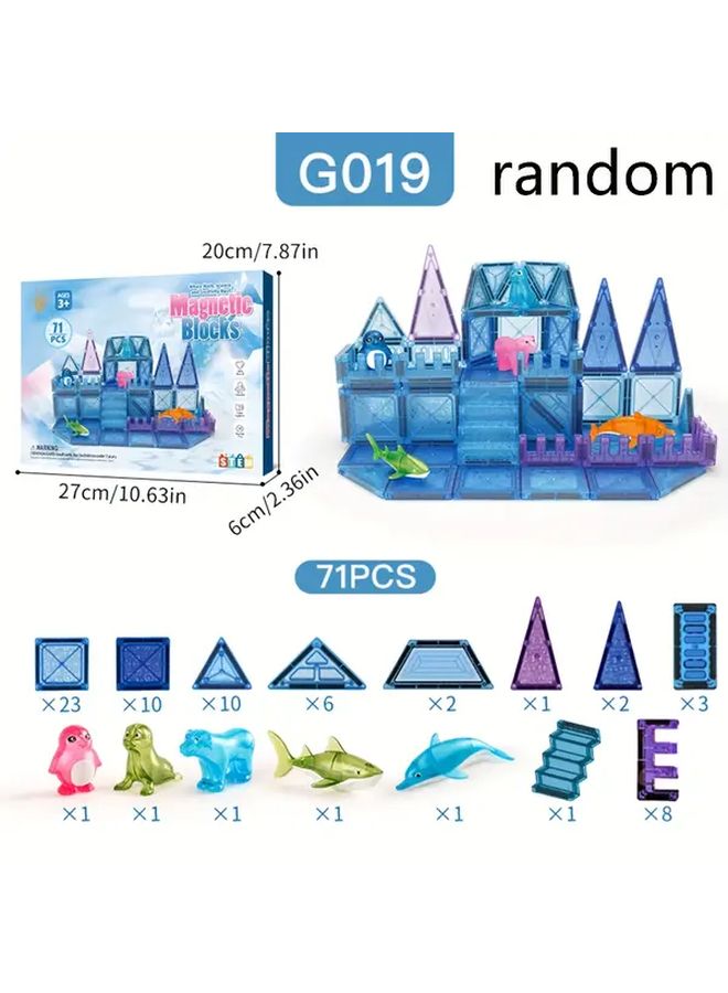 71pcs Magnetic Tiles Stackable Building Blocks Educational Construction Toys for Kids - Image 5