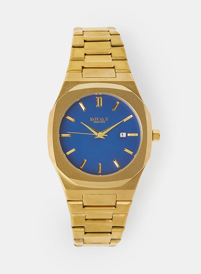 Royale Mega Round Shape Analog Wrist Watch RE158 D - 40mm - Gold - Image 1