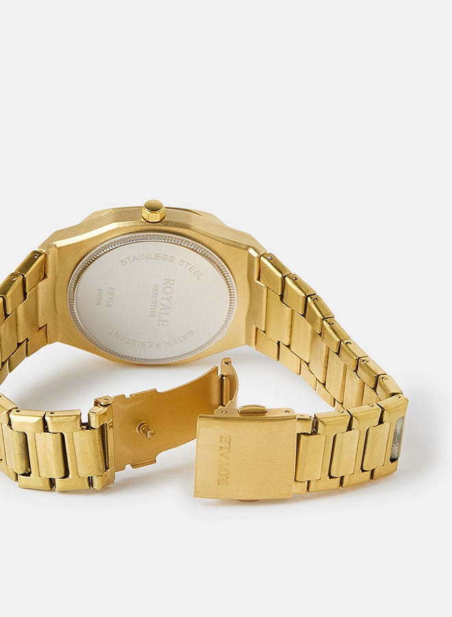 Royale Mega Round Shape Analog Wrist Watch RE158 D - 40mm - Gold - Image 4