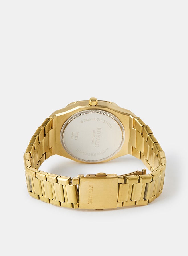 Royale Mega Round Shape Analog Wrist Watch RE158 D - 40mm - Gold - Image 2