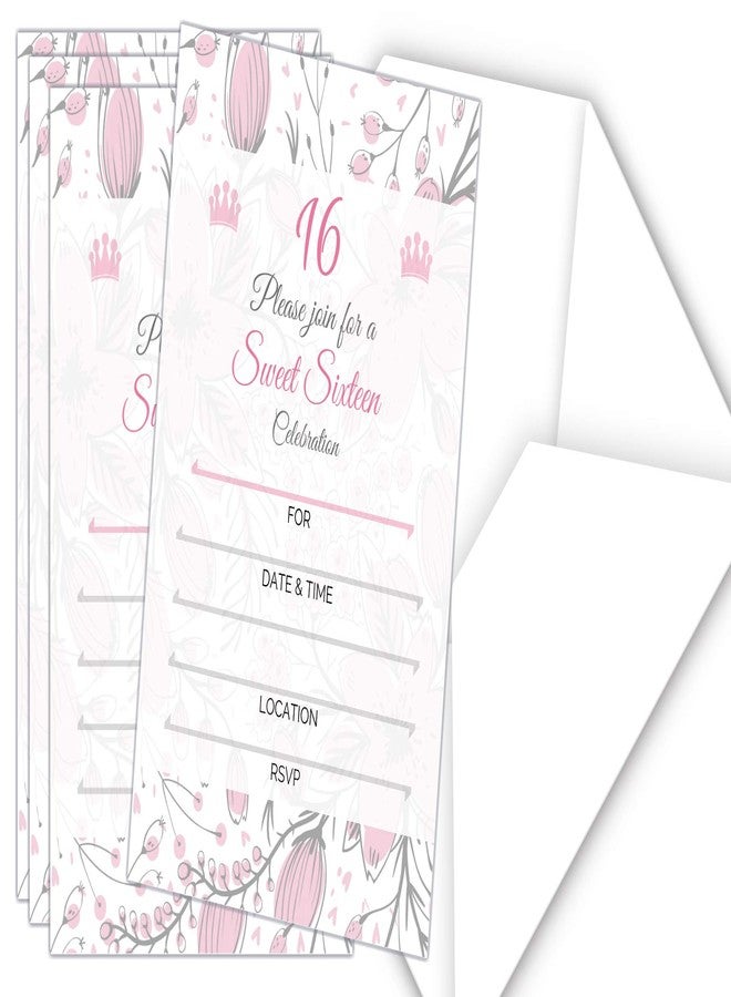 Elcer Sweet 16 (sixteen) Party Invitations with envelopes | Blank Fill-in Invites | 5 x 7 | 16th Birthday Party Favor | Sweet 15 | Set of 25 - Image 5