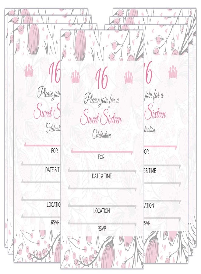 Elcer Sweet 16 (sixteen) Party Invitations with envelopes | Blank Fill-in Invites | 5 x 7 | 16th Birthday Party Favor | Sweet 15 | Set of 25 - Image 3