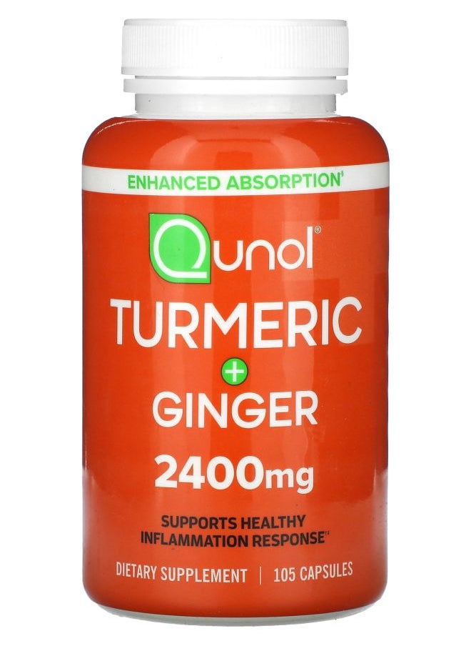 Qunol Turmeric + Ginger 2400 mg 105 Capsules (800 mg per Capsule) 