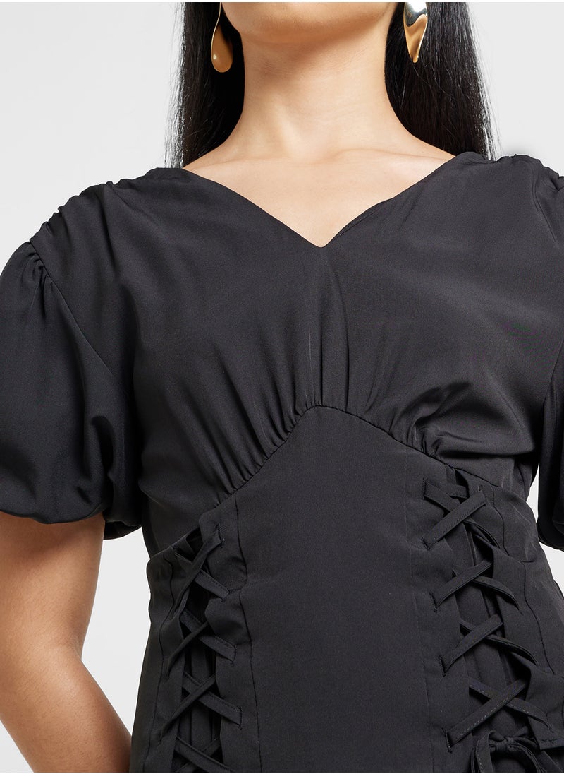 ELLA - Puff Sleeve Dress - Image 1