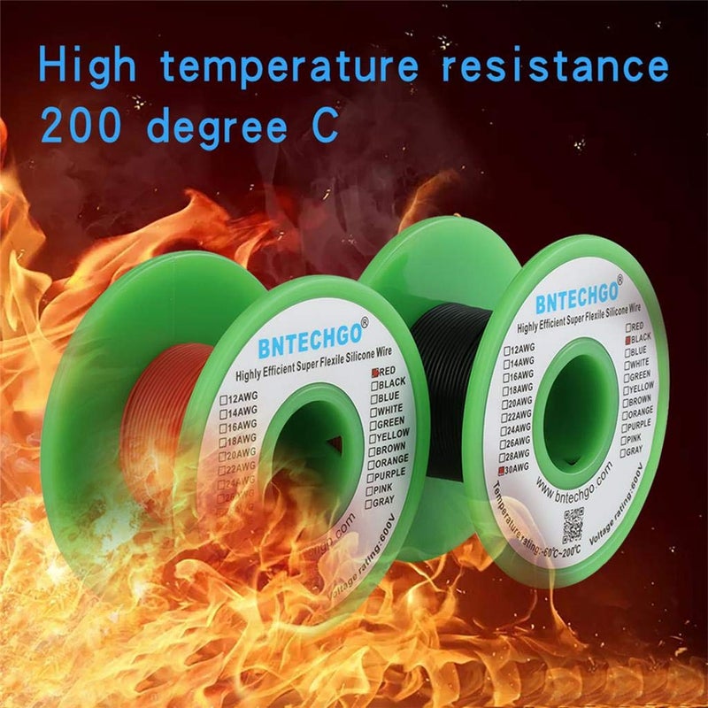 BNTECHGO 30 Gauge Silicone Wire Spool red and Black Each 100ft Flexible 30 AWG Stranded Tinned Copper Wire - Image 5