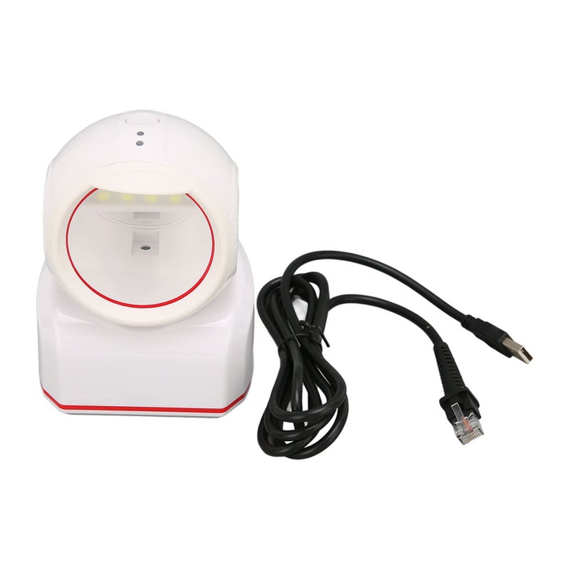 White Desktop USB Barcode Scanner Omnidirectional QR Code Reader with Red LED for Retail Stores - Image 3