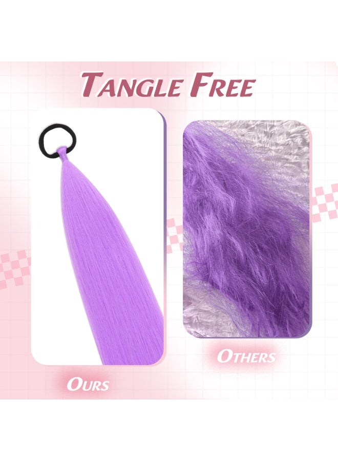 2 Pack 26 Inch Purple Ponytail Hair Extension, Synthetic Wrap Around Long Ponytail with Elastic Tie for Daily Party Cosplay - Image 4