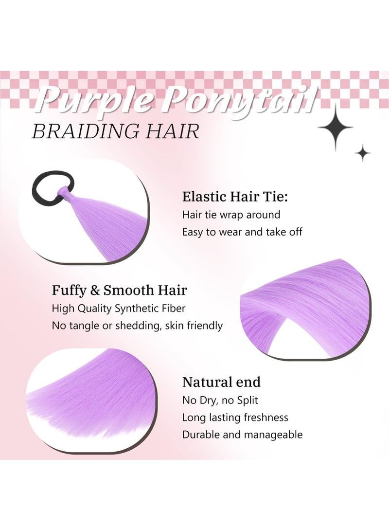 2 Pack 26 Inch Purple Ponytail Hair Extension, Synthetic Wrap Around Long Ponytail with Elastic Tie for Daily Party Cosplay - Image 3