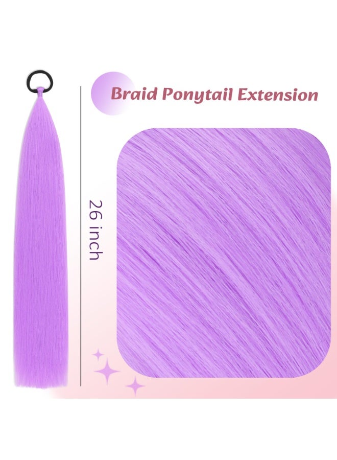 2 Pack 26 Inch Purple Ponytail Hair Extension, Synthetic Wrap Around Long Ponytail with Elastic Tie for Daily Party Cosplay - Image 2