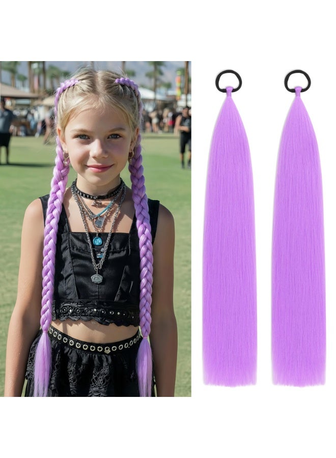 2 Pack 26 Inch Purple Ponytail Hair Extension, Synthetic Wrap Around Long Ponytail with Elastic Tie for Daily Party Cosplay - Image 1