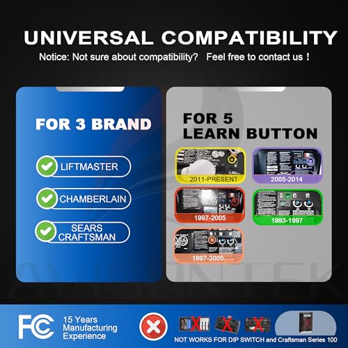 Avisontek LiftMaster 374UT Chamberlain MC100-P2 Universal Garage Door Opener Remote - Pack of 2【10-Year-Warranty】 - Image 2